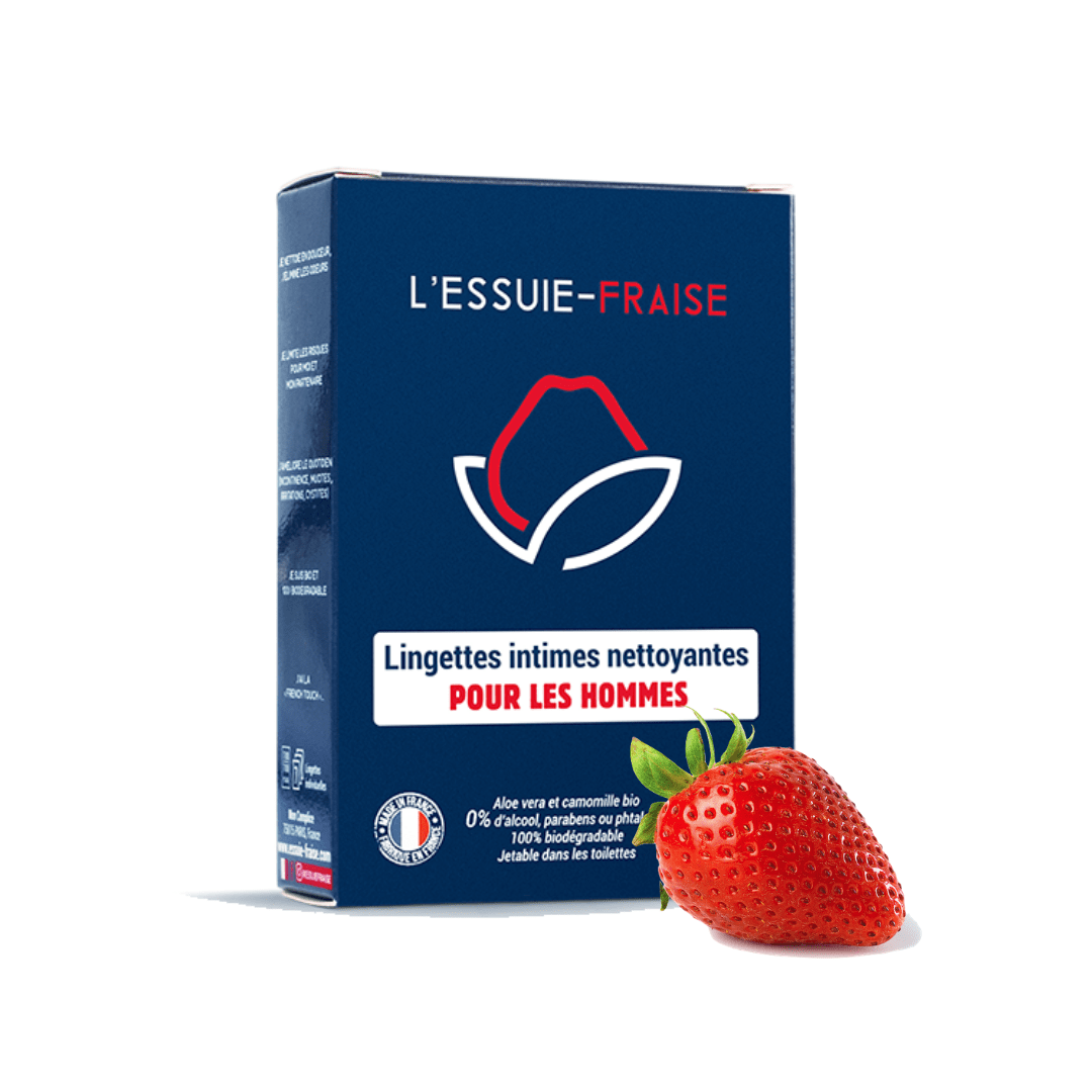 L'Essuie-Fraise - Boîte de 7 lingettes intimes individuelles pour hommes